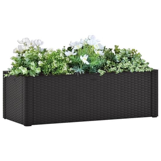 Greatstore Visoka greda z zalivalnim sistemom antracitna 100x43x33 cm