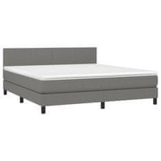 Vidaxl Box spring postelja z vzmetnico temno siva 180x200 cm blago