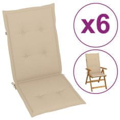 Vidaxl Blazine za vrtne stole 6 kosov bež 120x50x4 cm
