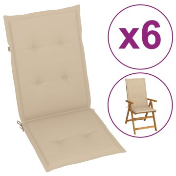 Vidaxl Blazine za vrtne stole 6 kosov bež 120x50x3 cm blago