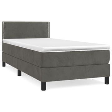 Vidaxl Box spring postelja z vzmetnico temno siva 90x200 cm žamet