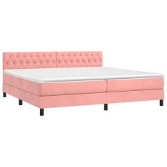 Vidaxl Box spring postelja z vzmetnico roza 200x200 cm žamet