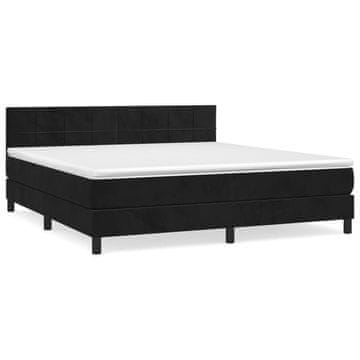 Vidaxl Box spring postelja z vzmetnico črna 160x200 cm žamet