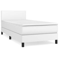 Vidaxl Box spring postelja z vzmetnico bela 90x200 cm umetno usnje