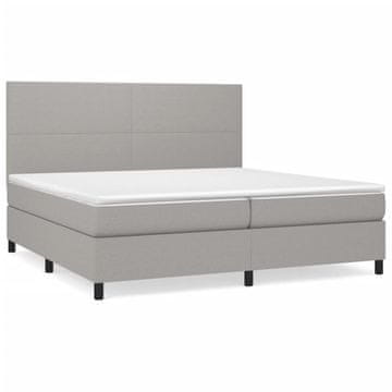 Vidaxl Box spring postelja z vzmetnico svetlo siva 200x200 cm blago