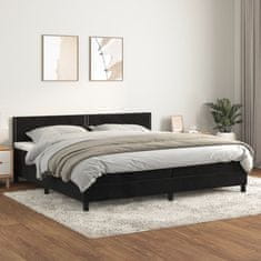 Greatstore Box spring postelja z vzmetnico črna 200x200 cm žamet