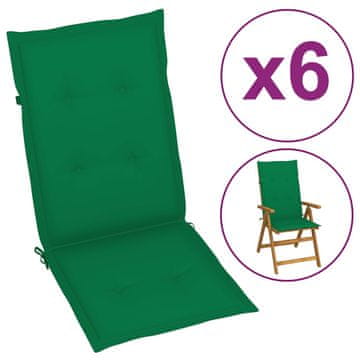 Vidaxl Blazine za vrtne stole 6 kosov zelene 120x50x3 cm blago