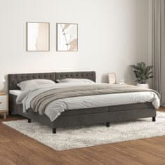 Vidaxl Box spring postelja z vzmetnico temno siva 200x200 cm žamet