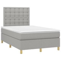 Vidaxl Box spring postelja z vzmetnico svetlo siva 120x200 cm blago