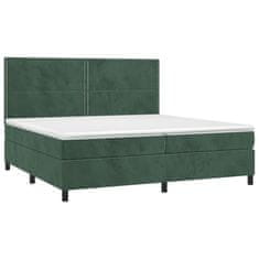 Vidaxl Box spring postelja z vzmetnico temno zelena 200x200 cm žamet