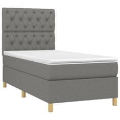 Vidaxl Box spring postelja z vzmetnico temno siva 80x200 cm blago