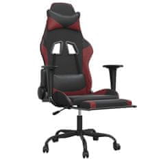 Vidaxl Gaming stol z oporo za noge črno in vinsko rdeče umetno usnje