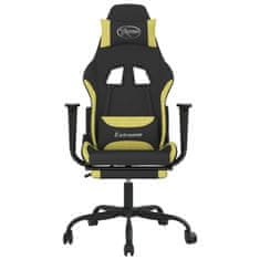 Vidaxl Masažni gaming stol z oporo za noge črno in svetlo zeleno blago