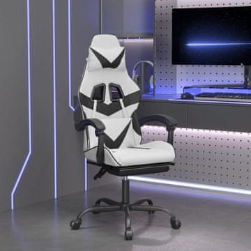 Vidaxl vidaXL igralni stol z naslonom za noge, črno-bel, umetno usnje