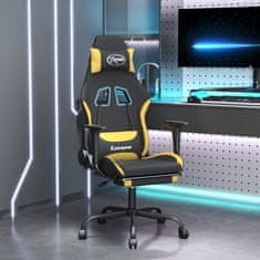 shumee Gaming stol z oporo za noge črno in rumeno blago