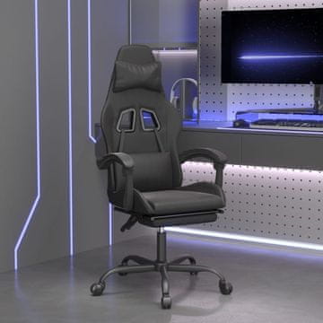 Vidaxl vidaXL Vrtljiv igralni stol z naslonom za noge, črne barve, umetno usnje