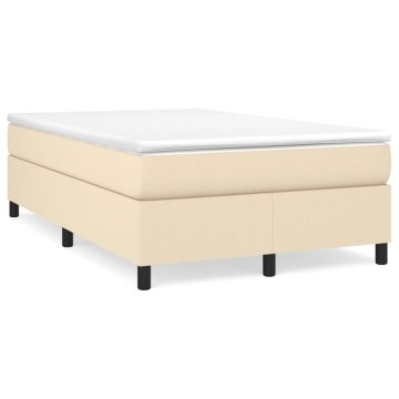 Vidaxl Box spring postelja z vzmetnico krem 120x200 cm blago