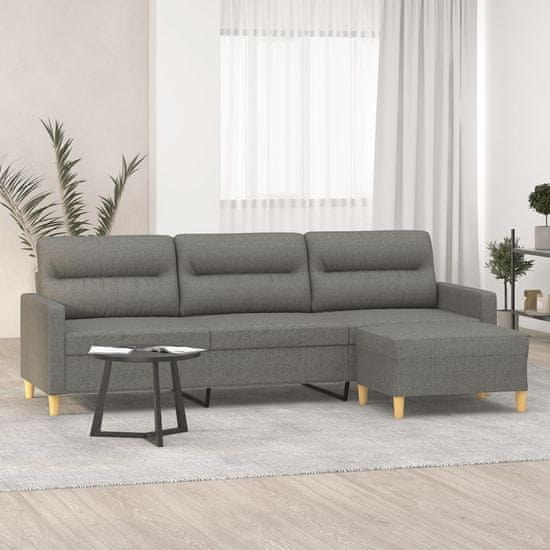 Vidaxl Trosed s stolčkom za noge temno siv 210 cm blago