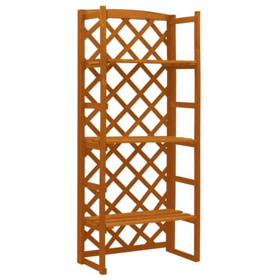 Vidaxl Stojalo za rože z mrežo oranžno 60x30x140 cm trden les jelke