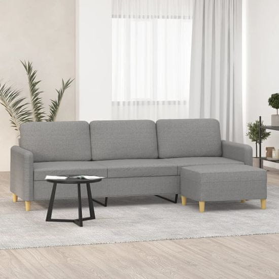 Vidaxl Trosed s stolčkom za noge svetlo siv 210 cm blago