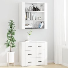 Vidaxl Visoka omara visok sijaj bela inženirski les