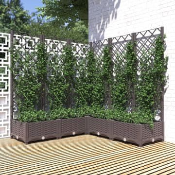 Vidaxl vidaXL Vrtni sadilnik z rešetko, rjav, 120x120x121,5 cm, PP