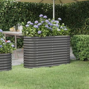 Vidaxl vidaXL Dvignjen sadilnik iz prašno barvanega jekla 114x40x68 cm siv