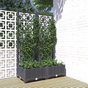 Vidaxl vidaXL Vrtno korito z rešetko modro-sivo 80x40x121,5 cm PP