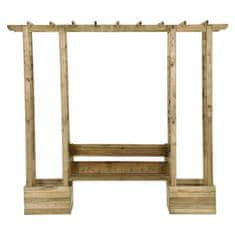 Vidaxl Vrtna pergola s klopjo in koriti impregnirana trdna borovina
