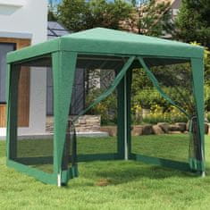 Vidaxl Vrtni šotor s 4 mrežastimi stranicami zelen 2,5x2,5 m HDPE