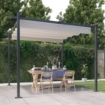Vidaxl vidaXL Vrtna paviljon z zložljivo streho, 3x3 m, kremne barve