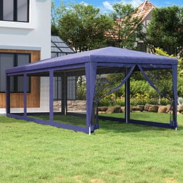 Vidaxl vidaXL 8-stenski mrežasti šotor za zabave moder 3 x 9 m HDPE