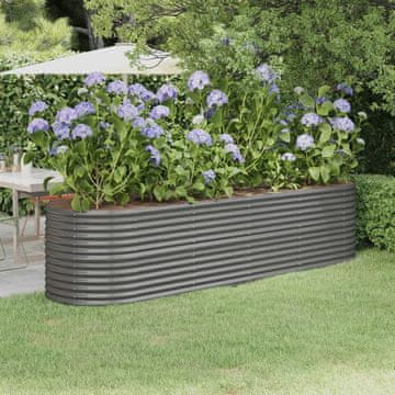 Vidaxl vidaXL Dvignjen sadilnik iz prašno barvanega jekla 296x80x68 cm siv