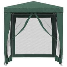 Greatstore Vrtni šotor s 4 mrežastimi stranicami zelen 2x2 m HDPE
