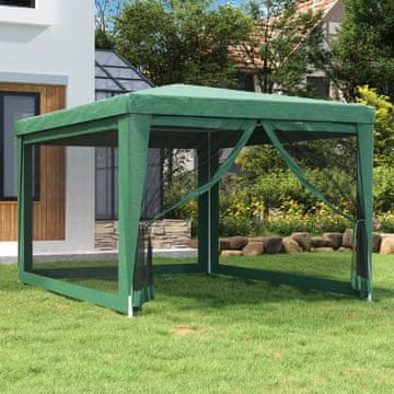 Vidaxl vidaXL 4-stenski mrežasti šotor za zabave zelene barve 3x4 m HDPE