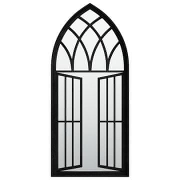 Vidaxl Vrtno ogledalo črno 100x45 cm železno za zunanjo uporabo