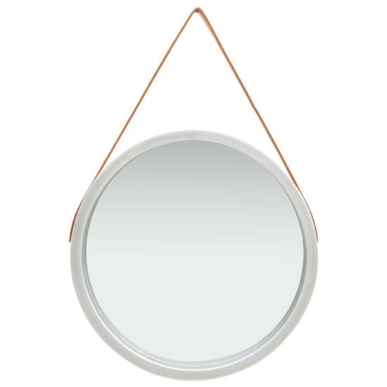 Vidaxl Stensko ogledalo s pasom 60 cm srebrno