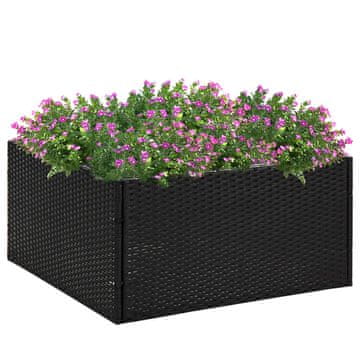 Vidaxl vidaXL Vrtno korito, črno, 80x80x40 cm, PE ratan