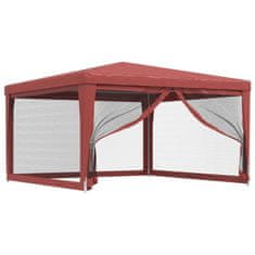 shumee Vrtni šotor s 4 mrežastimi stranicami rdeč 4x4 m HDPE