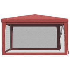 shumee Vrtni šotor s 4 mrežastimi stranicami rdeč 4x4 m HDPE