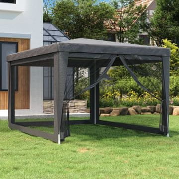 Vidaxl vidaXL 4-stenski mrežasti šotor za zabave, antracit, 3 x 4 m, HDPE