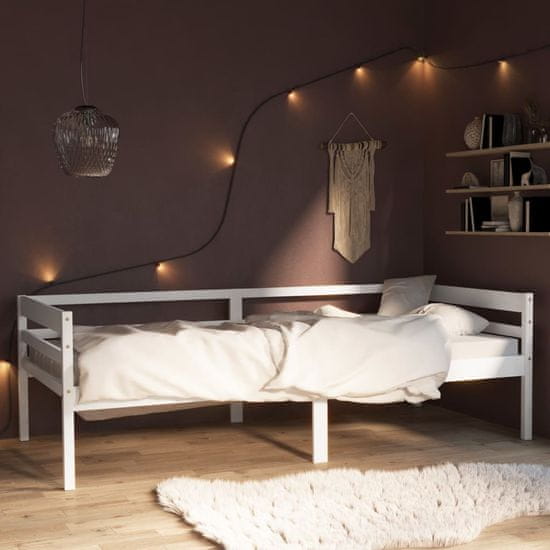 Vidaxl Posteljni okvir bel iz trdne borovine 90x200 cm