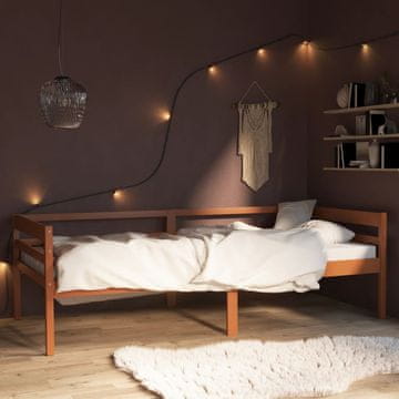 Vidaxl Posteljni okvir medeno rjav iz trdne borovine 90x200 cm