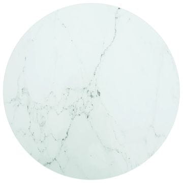 Vidaxl vidaXL Mizna plošča bela Ø70x0,8 cm steklo z marmornim vzorcem