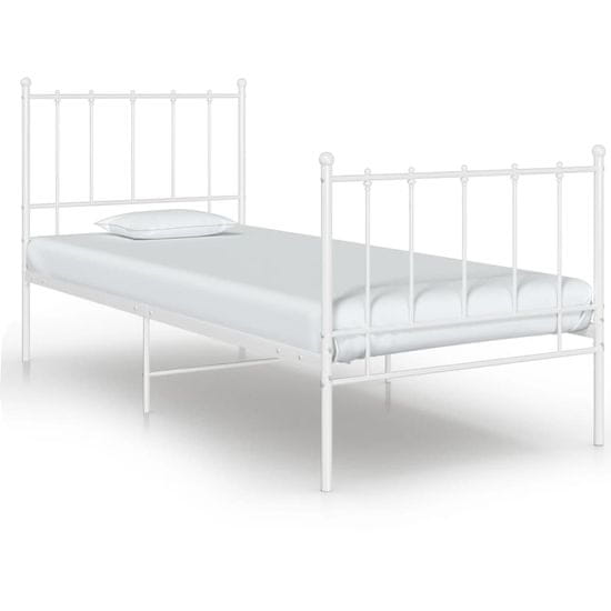 Vidaxl Posteljni okvir bel kovinski 90x200 cm