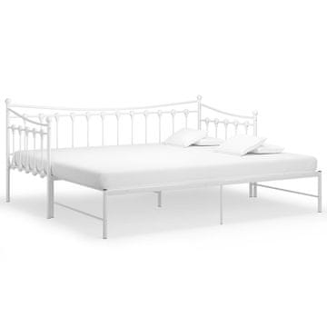Vidaxl Izvlečni posteljni okvir bel iz kovine 90x200 cm
