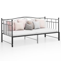 Vidaxl Izvlečni posteljni okvir črn kovinski 90x200 cm