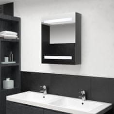 Vidaxl LED kopalniška omarica z ogledalom sijoče siva 50x14x60 cm
