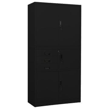 Vidaxl Pisarniška omara črna 90x40x180 cm jeklo