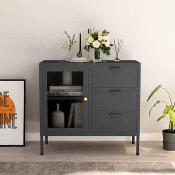 Vidaxl vidaXL Predalnik, antracit, 75x35x70 cm, jeklo in kaljeno steklo